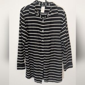 Lauren Ralph Lauren Black White Stripe Long Shirt Cover up - W's Size Sm